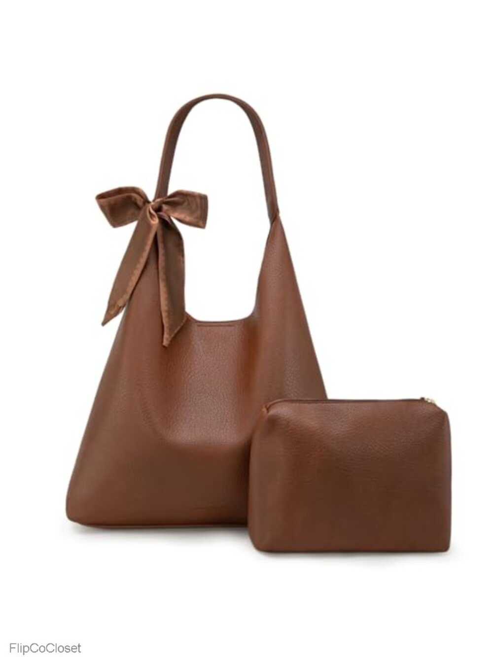 Slouchy Hobo Shoulder Bag Faux Leather with Scarf Medium